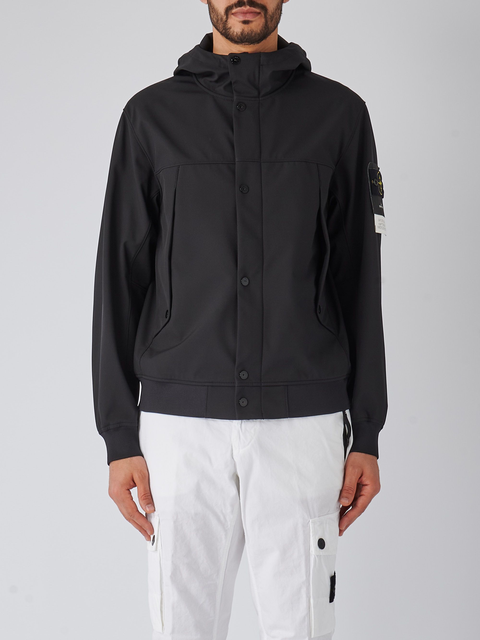 Stone Island Herren Softshelljacke mit Kapuze Schwarz | Caposerio.com